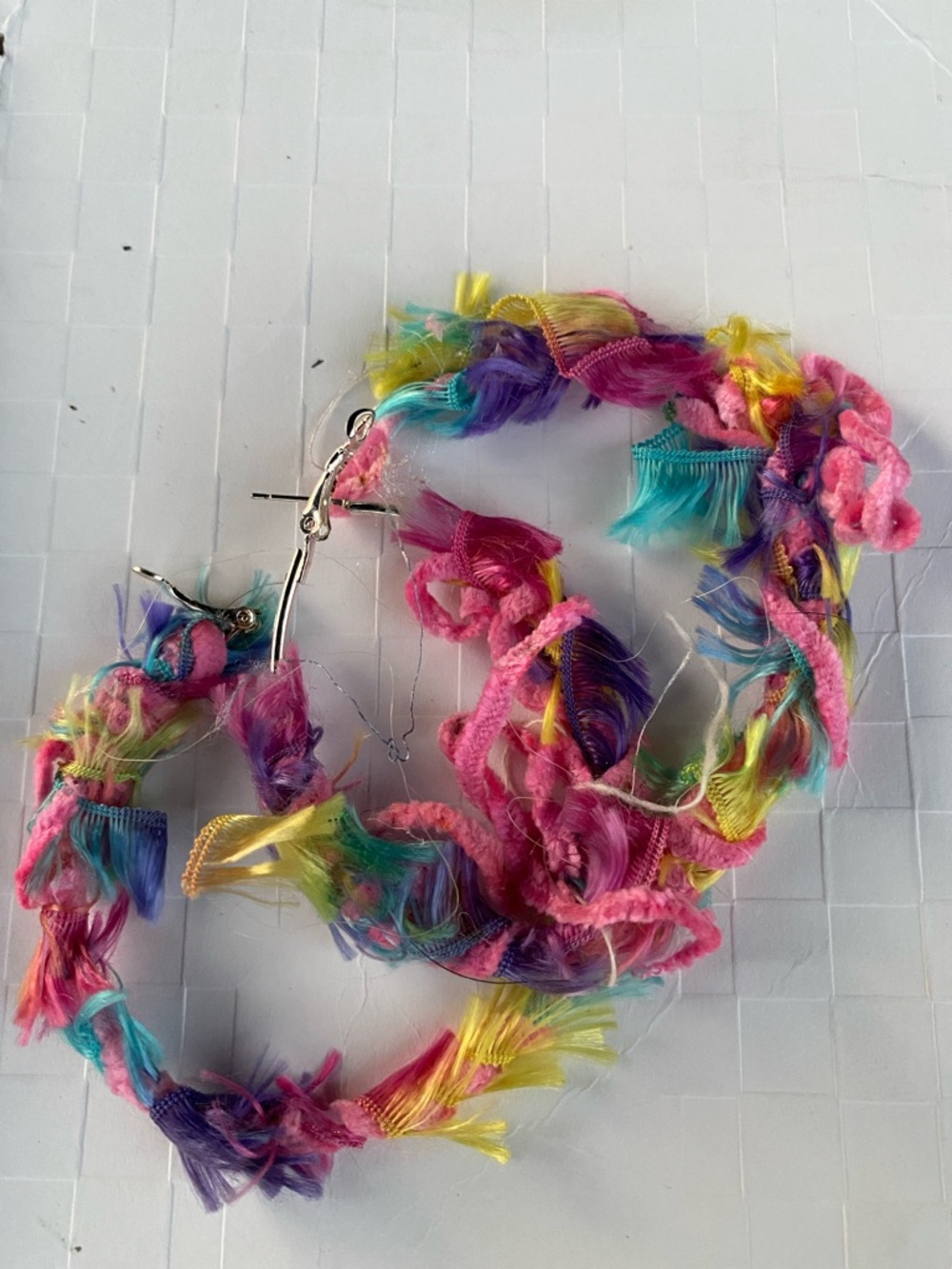 Multicolor Fringe Hoop Earrings - Vibrant Women's Statement Jewelry